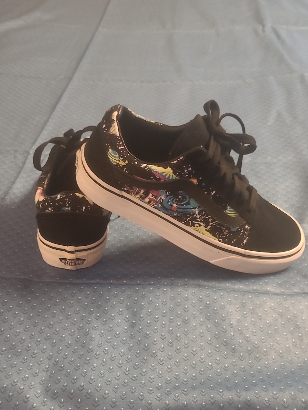 Vans Kids Black Sneakers with Colorful Galaxy Swirl